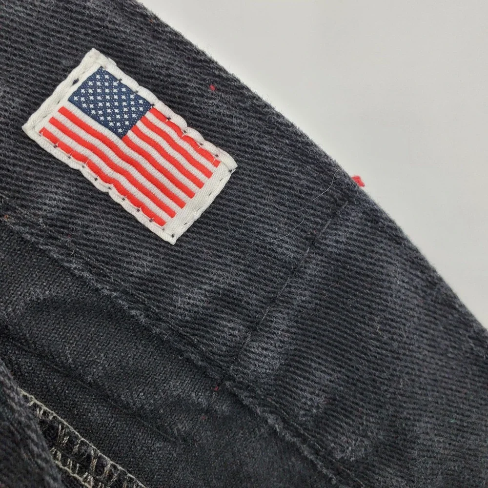 True Religion Ricky Super T Mens 42 Black Jeans Red Contrast Stitch‎ Made in USA
